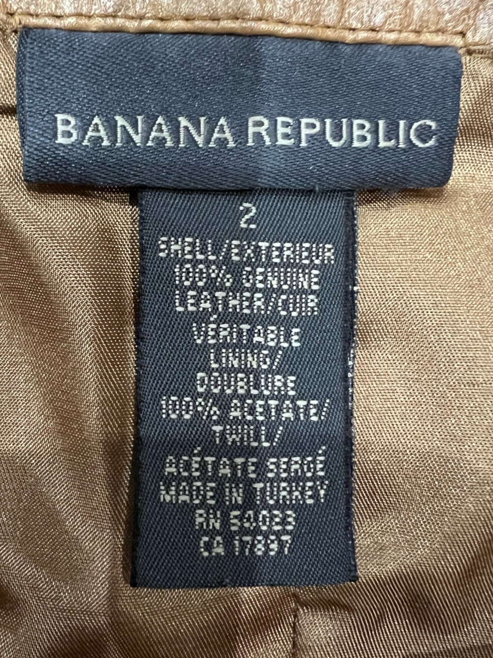 Banana Republic Vintage metallic gold genuine leather pants Size 2